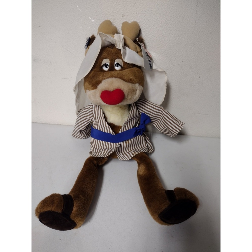 Vintage Mattel Emotion Plush Romantic Rudy Reindeer Brown Christmas Holiday 1985